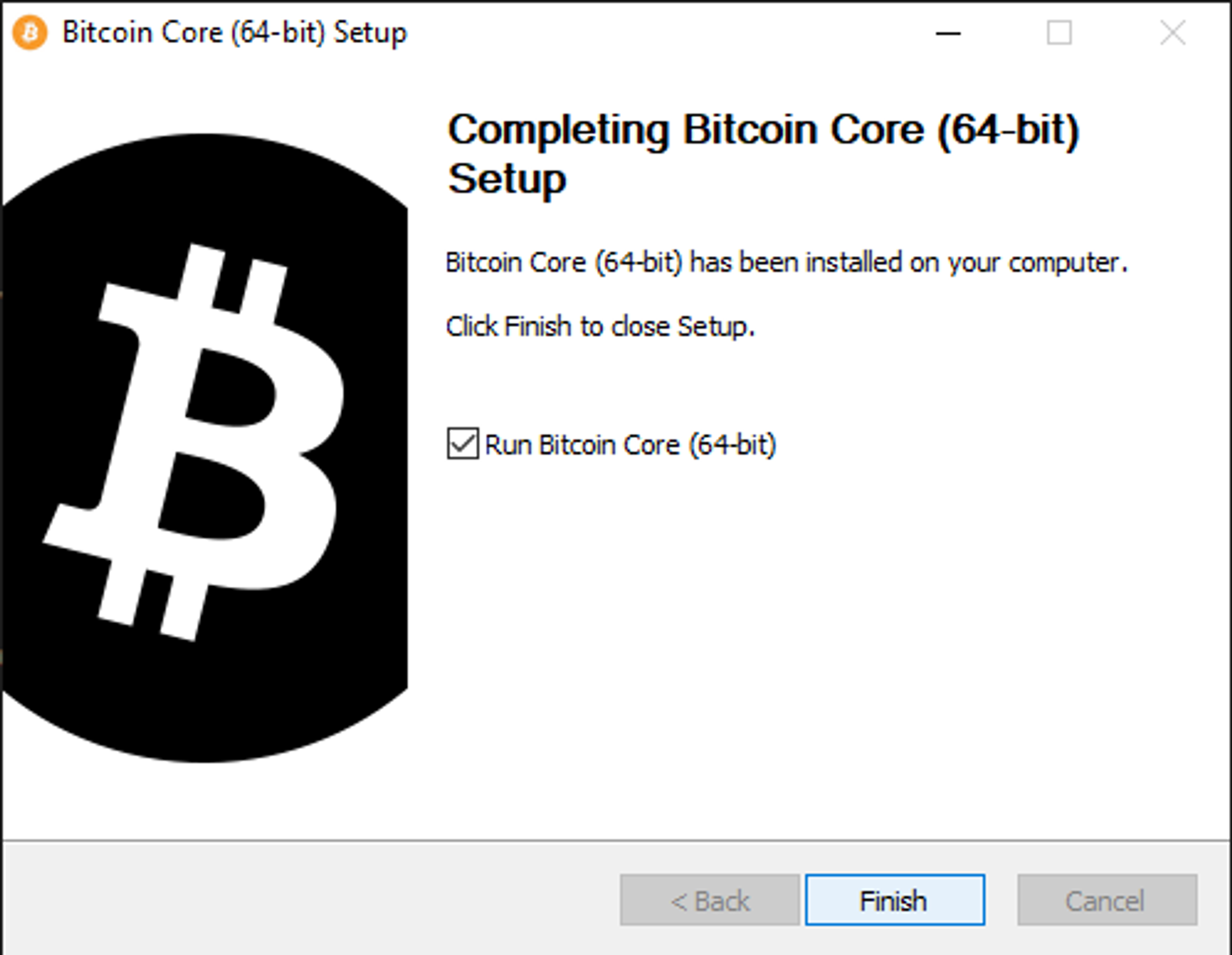 Pantalla de bienvenida del instalador de Bitcoin Core